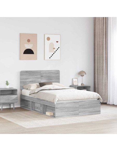 Struttura del letto Grigio Sonoma 120 x 200 cm Pino massello