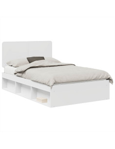 Struttura del letto Bianco 120 x 190 cm Pino massello 2