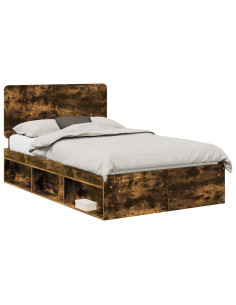 Struttura del letto Rovere fumé 120 x 190 cm Pino massello 2