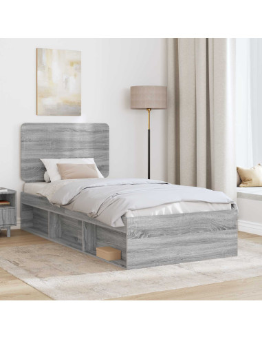 Struttura del letto Grigio Sonoma 100 x 200 cm Pino massello