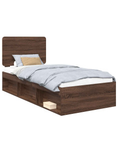 Struttura del letto Rovere Marrone 90 x 200 cm Pino massello 2