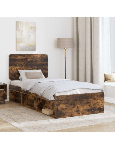 Struttura del letto Rovere fumé 75 x 190 cm Pino massello
