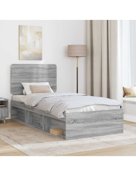 Struttura del letto Grigio Sonoma 75 x 190 cm Pino massello