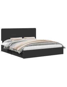 Letto con Contenitore Nero 200 x 200 cm Legno multistrato 2