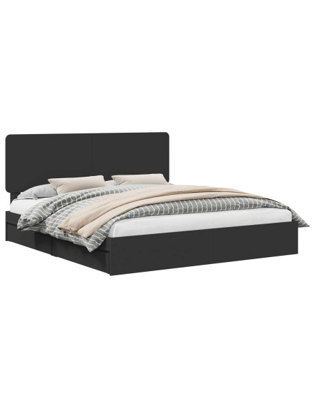 Letto con Contenitore Nero 200 x 200 cm Legno multistrato