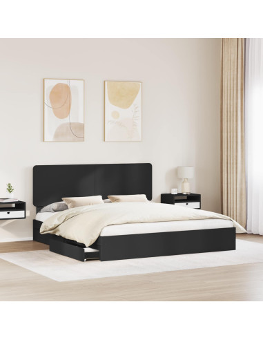 Letto con Contenitore Nero 200 x 200 cm Legno multistrato