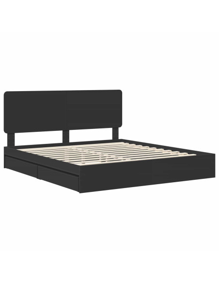Letto con Contenitore Nero 200 x 200 cm Legno multistrato