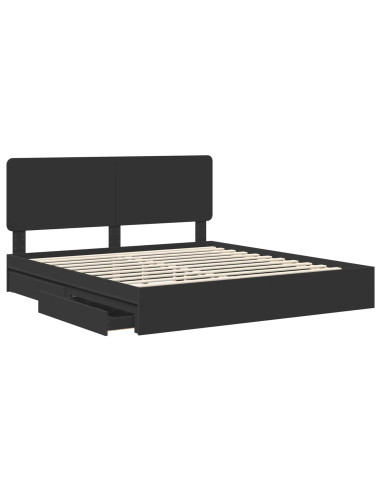 Letto con Contenitore Nero 200 x 200 cm Legno multistrato
