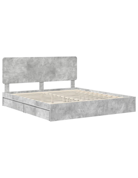 Letto con Contenitore con testiera Grigio cemento 200 x 200 cm