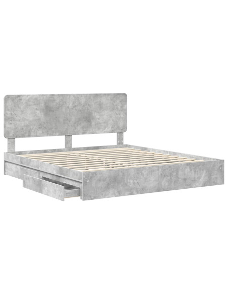 Letto con Contenitore con testiera Grigio cemento 200 x 200 cm