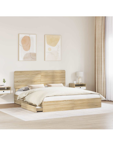 Letto con Contenitore con testiera Rovere Sonoma 180 x 200 cm