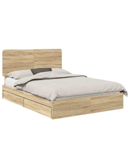 Letto con Contenitore con testiera Rovere Sonoma 160 x 200 cm