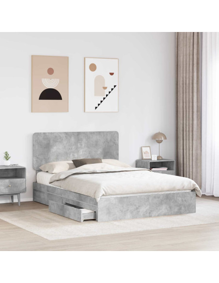 Letto con Contenitore con testiera Grigio cemento 150 x 200 cm