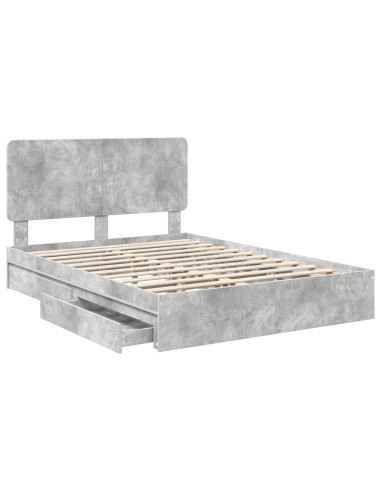 Letto con Contenitore con testiera Grigio cemento 150 x 200 cm