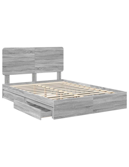 Letto con Contenitore con testiera Grigio Sonoma 150 x 200 cm