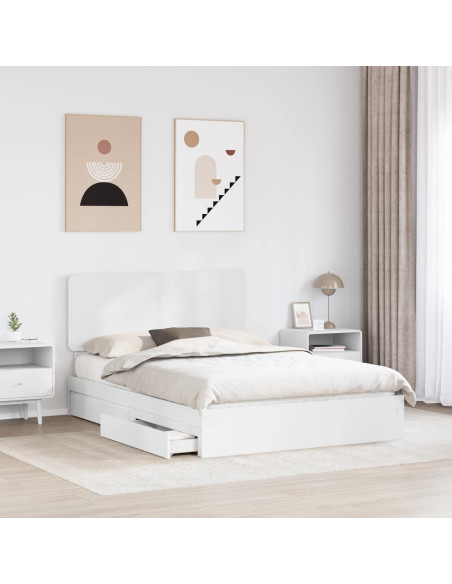 Letto con Contenitore Bianco 140 x 200 cm Legno multistrato