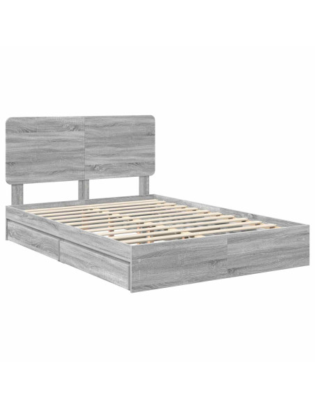 Letto con Contenitore con testiera Grigio Sonoma 140 x 200 cm