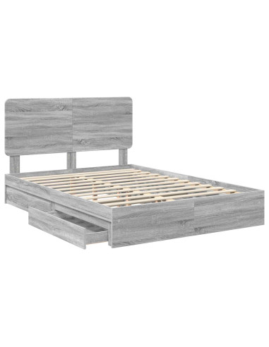 Letto con Contenitore con testiera Grigio Sonoma 140 x 200 cm