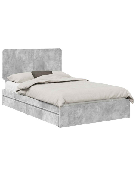 Letto con Contenitore con testiera Grigio cemento 135 x 190 cm
