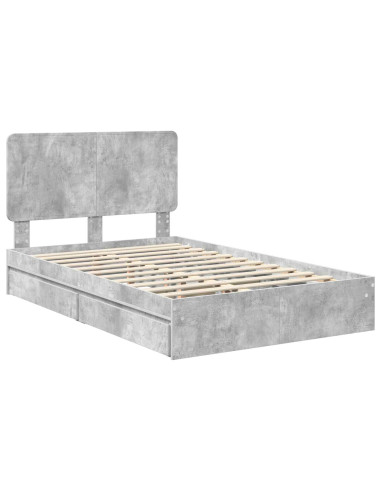 Letto con Contenitore con testiera Grigio cemento 135 x 190 cm