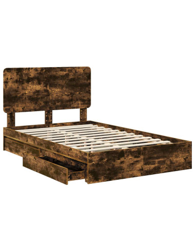 Letto con Contenitore con testiera Rovere fumé 135 x 190 cm