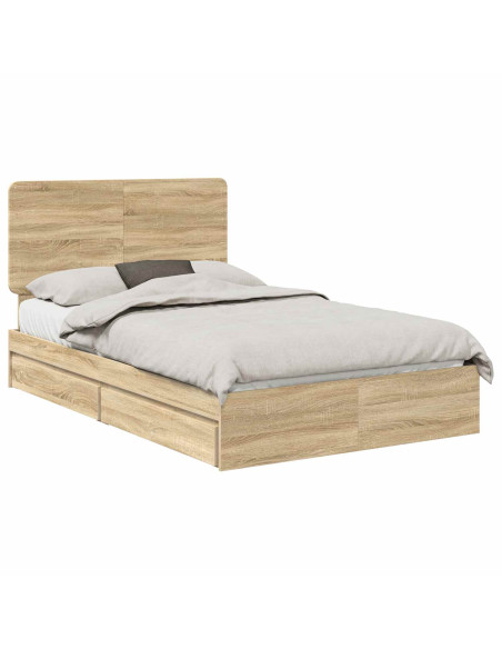 Letto con Contenitore con testiera Rovere Sonoma 120 x 200 cm
