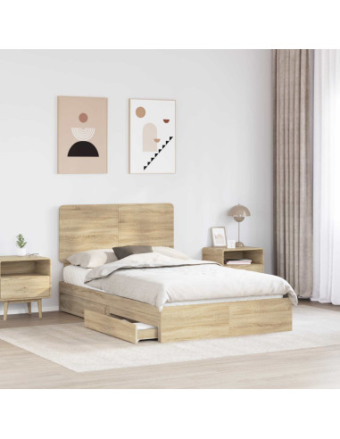 Letto con Contenitore con testiera Rovere Sonoma 120 x 200 cm