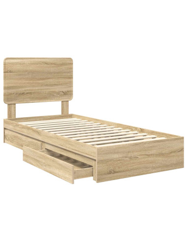 Letto con Contenitore con testiera Rovere Sonoma 100 x 200 cm
