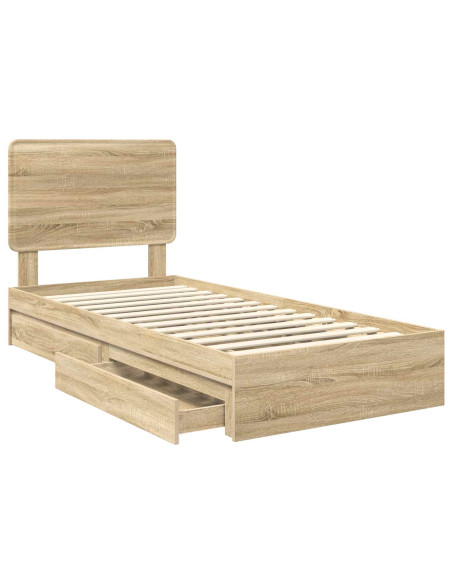 Letto con Contenitore con testiera Rovere Sonoma 100 x 200 cm