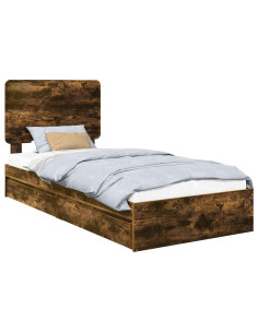 Letto con Contenitore con testiera Rovere fumé 100 x 200 cm 2