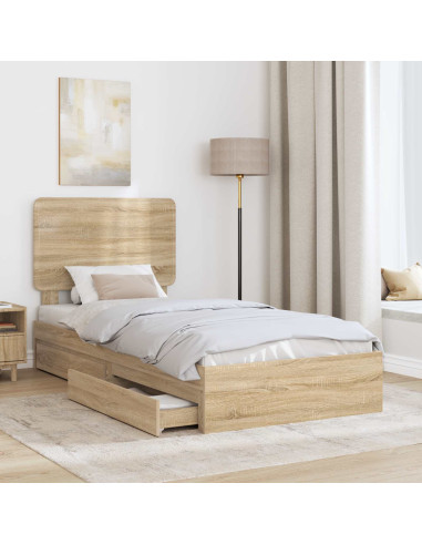 Letto con Contenitore con testiera Rovere Sonoma 90 x 200 cm