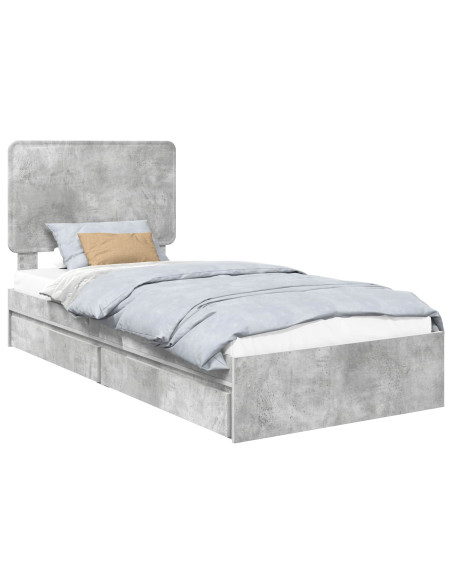 Letto con Contenitore con testiera Grigio cemento 90 x 200 cm