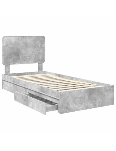 Letto con Contenitore con testiera Grigio cemento 90 x 200 cm