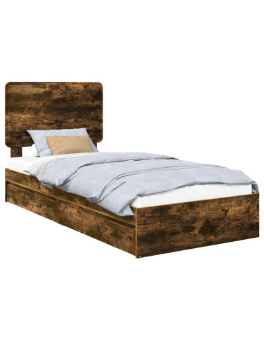 Letto con Contenitore Rovere fumé 90 x 200 cm Legno multistrato
