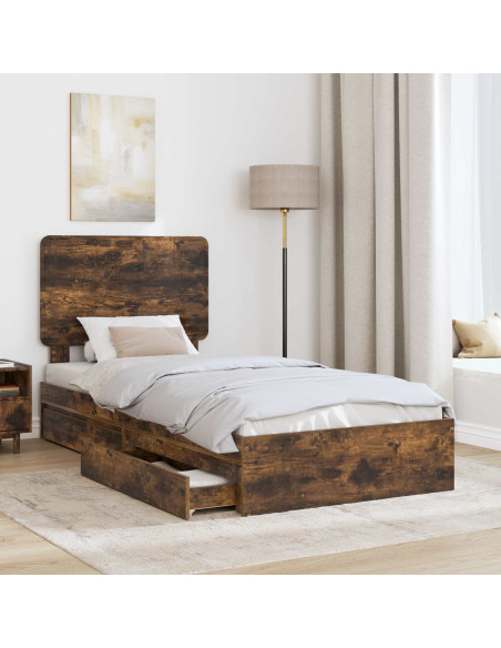 Letto con Contenitore Rovere fumé 90 x 200 cm Legno multistrato