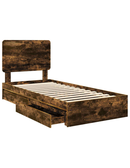 Letto con Contenitore Rovere fumé 90 x 200 cm Legno multistrato