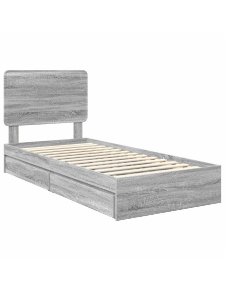 Letto con Contenitore con testiera Grigio Sonoma 90 x 200 cm