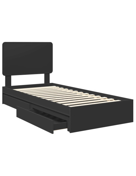 Letto con Contenitore Nero 90 x 190 cm Legno multistrato