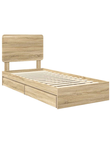 Letto con Contenitore con testiera Rovere Sonoma 90 x 190 cm