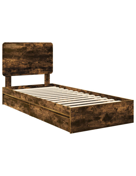 Letto con Contenitore Rovere fumé 90 x 190 cm Legno multistrato