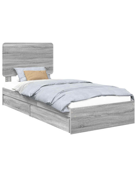 Letto con Contenitore con testiera Grigio Sonoma 90 x 190 cm