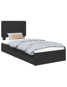 Letto con Contenitore Nero 75 x 190 cm Legno multistrato 2