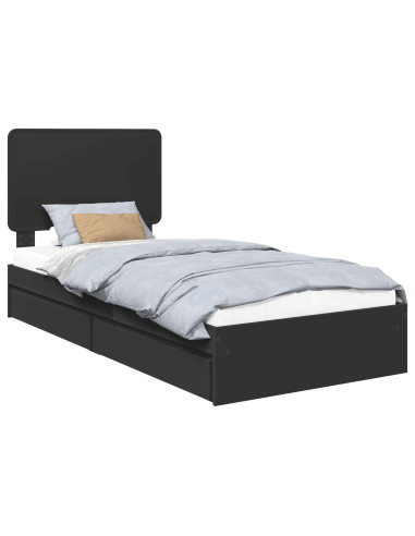 Letto con Contenitore Nero 75 x 190 cm Legno multistrato