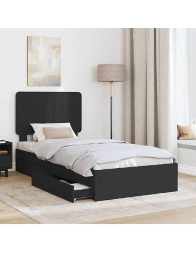 Letto con Contenitore Nero 75 x 190 cm Legno multistrato