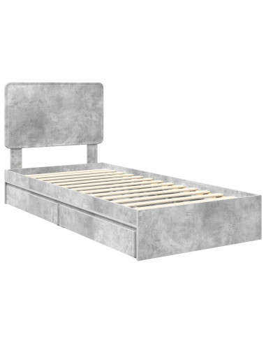 Letto con Contenitore con testiera Grigio cemento 75 x 190 cm