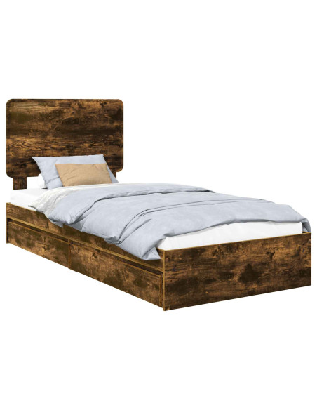 Letto con Contenitore Rovere fumé 75 x 190 cm Legno multistrato