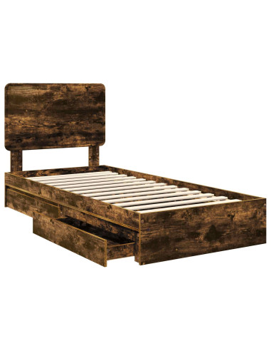 Letto con Contenitore Rovere fumé 75 x 190 cm Legno multistrato