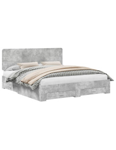 Struttura del letto con testiera Grigio cemento 200 x 200 cm 2