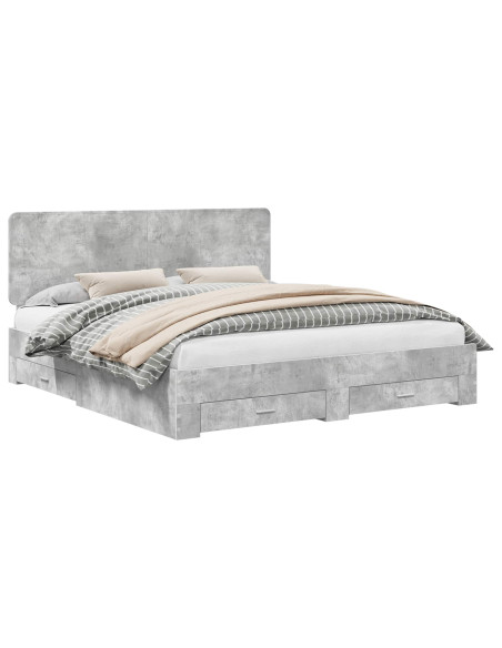 Struttura del letto con testiera Grigio cemento 200 x 200 cm