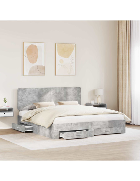Struttura del letto con testiera Grigio cemento 200 x 200 cm
